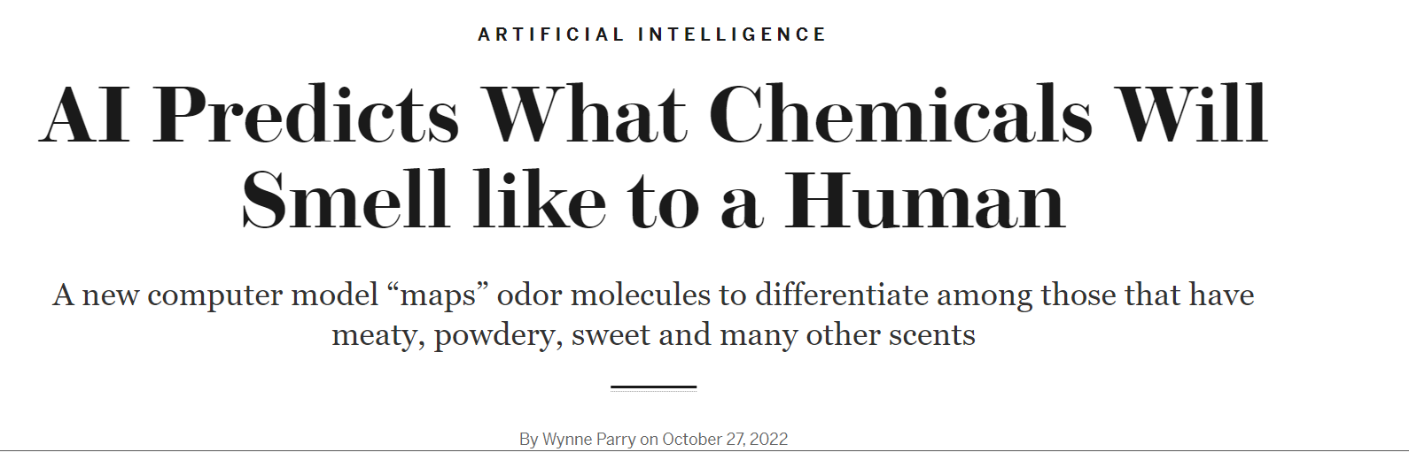 人工智能預(yù)測人類聞到的化學物質(zhì)是什么氣味 人工智能預(yù)測人類聞到的化學物質(zhì)是什么氣味